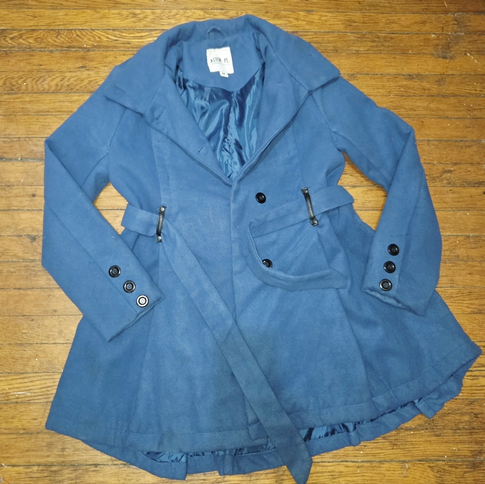 Astor Pl Beautiful Blue Pea coat Sz Medium